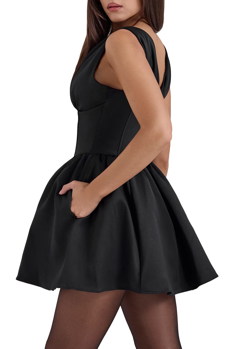 HOUSE OF CB Emmeliette Corset Satin Minidress, Alternate, color, Black