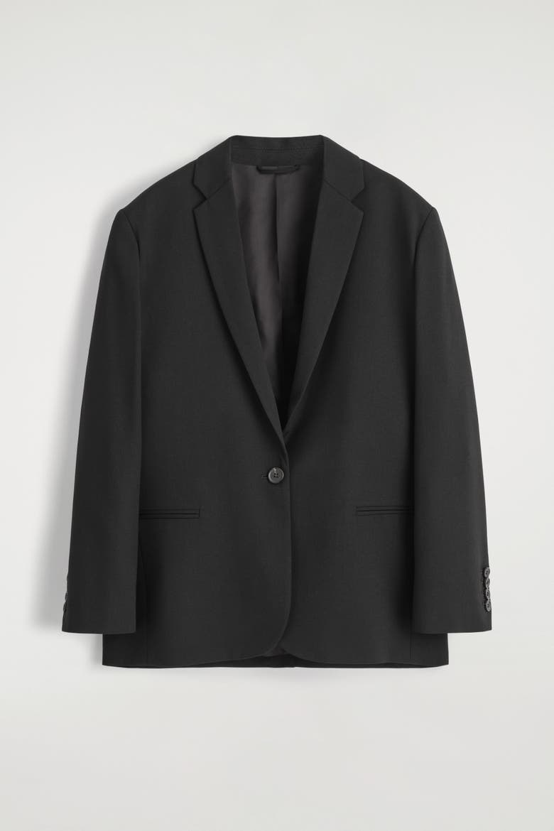 Wool-blend Blazer, Alternate, color, BLACK