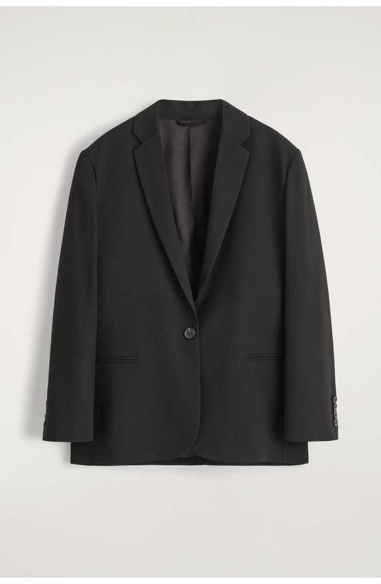 COS Wool-blend Blazer, Alternate, color, Black