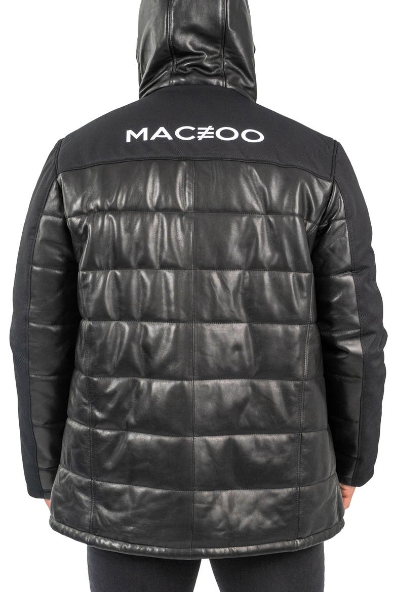 Mixed Media Leather Quilted Bomber Jacket, Alternate, color, BLACK