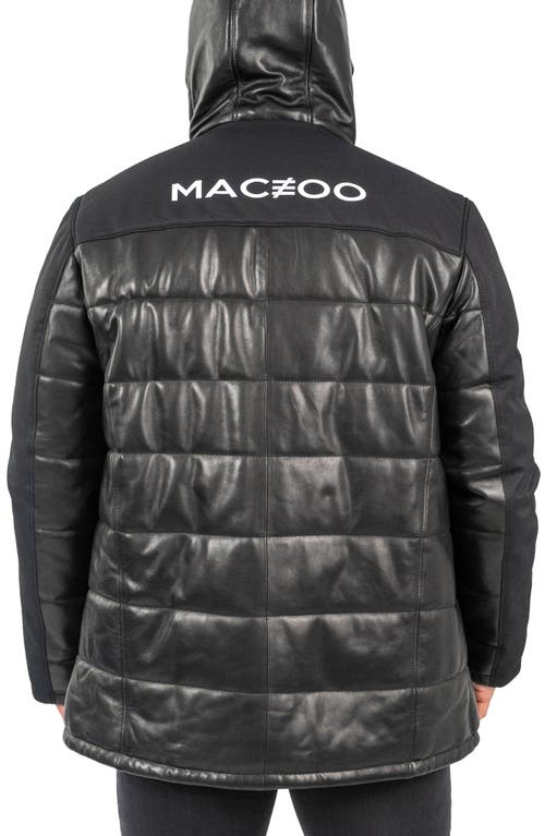 Maceoo Mixed Media Leather Quilted Bomber Jacket In Black