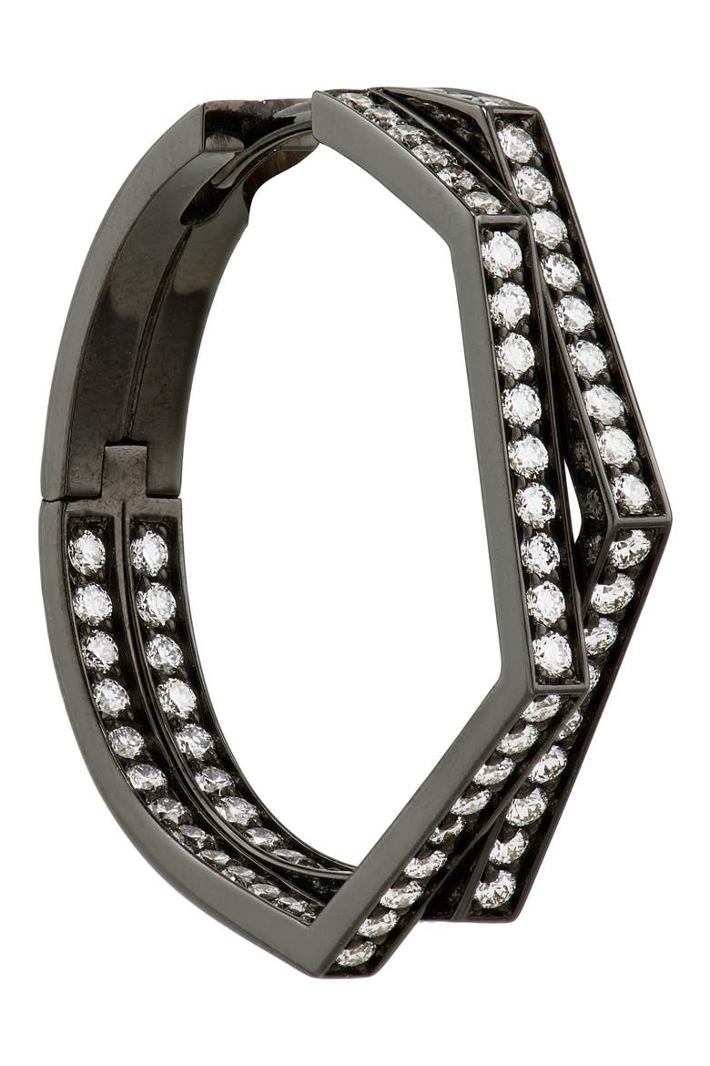 Antifer 2-Row Diamond Pavé Huggie Hoop Earring, Alternate, color, BLACK GOLD