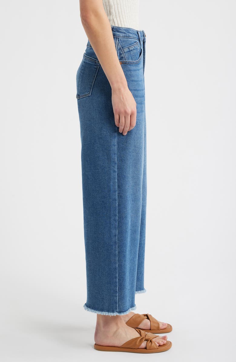 Wit & Wisdom Wyatt Skyrise Frayed High Waist Ankle Wide Leg Jeans, Alternate, color, Mid Blue