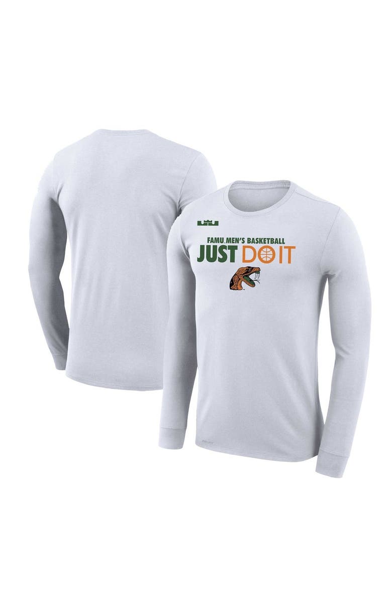 NIKE X LEBRON JAMES Men's Nike x LeBron James White Florida A&M Rattlers Legend Performance Long Sleeve T-Shirt, Main, color, 