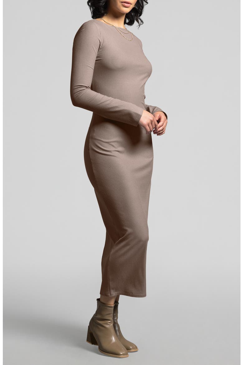Angelina Long Sleeve Rib Maxi Dress, Alternate, color, DARK LILAC