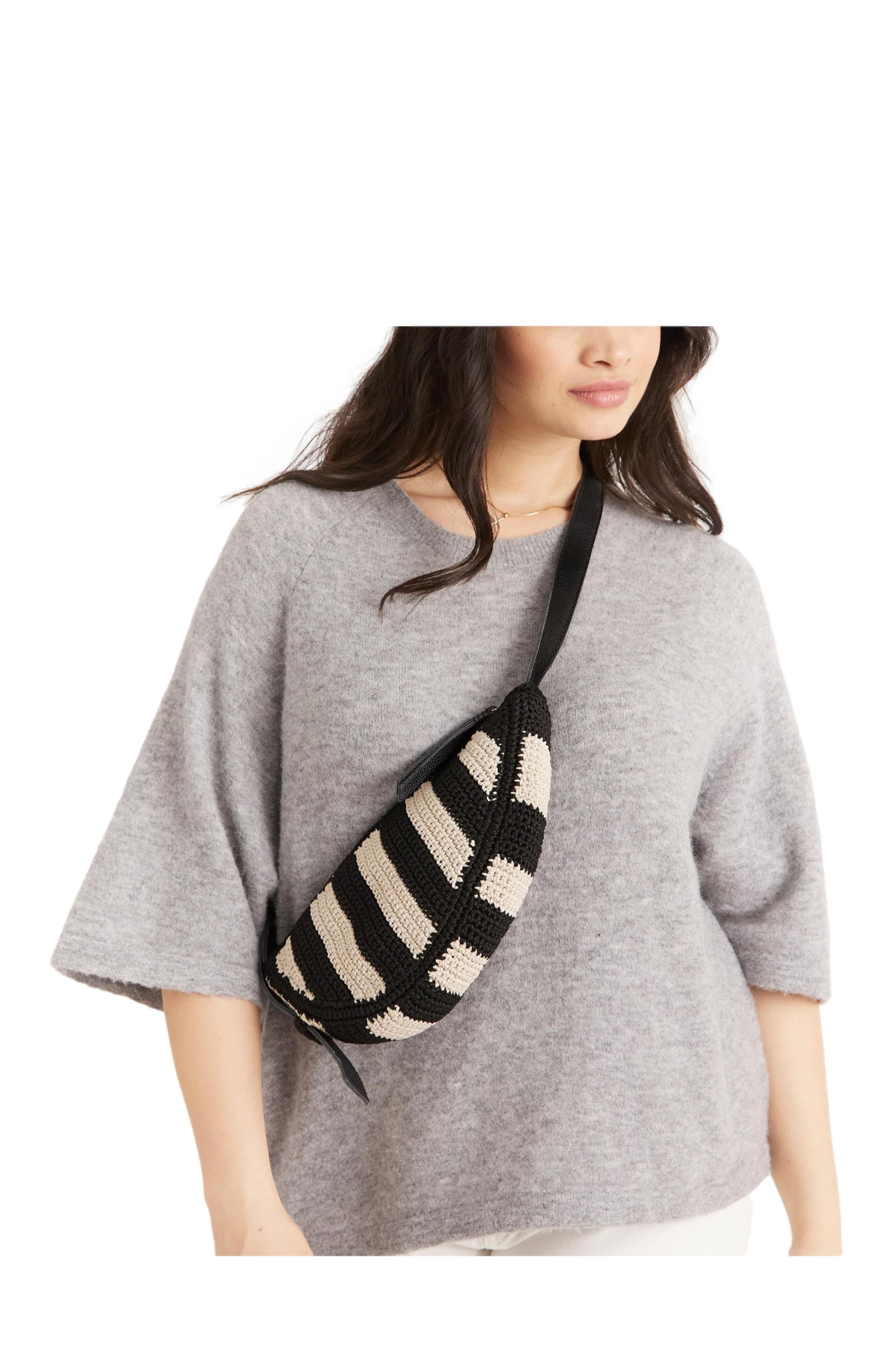 The Sak Tess Sling Crochet Bag, Alternate, color, Black Stripe