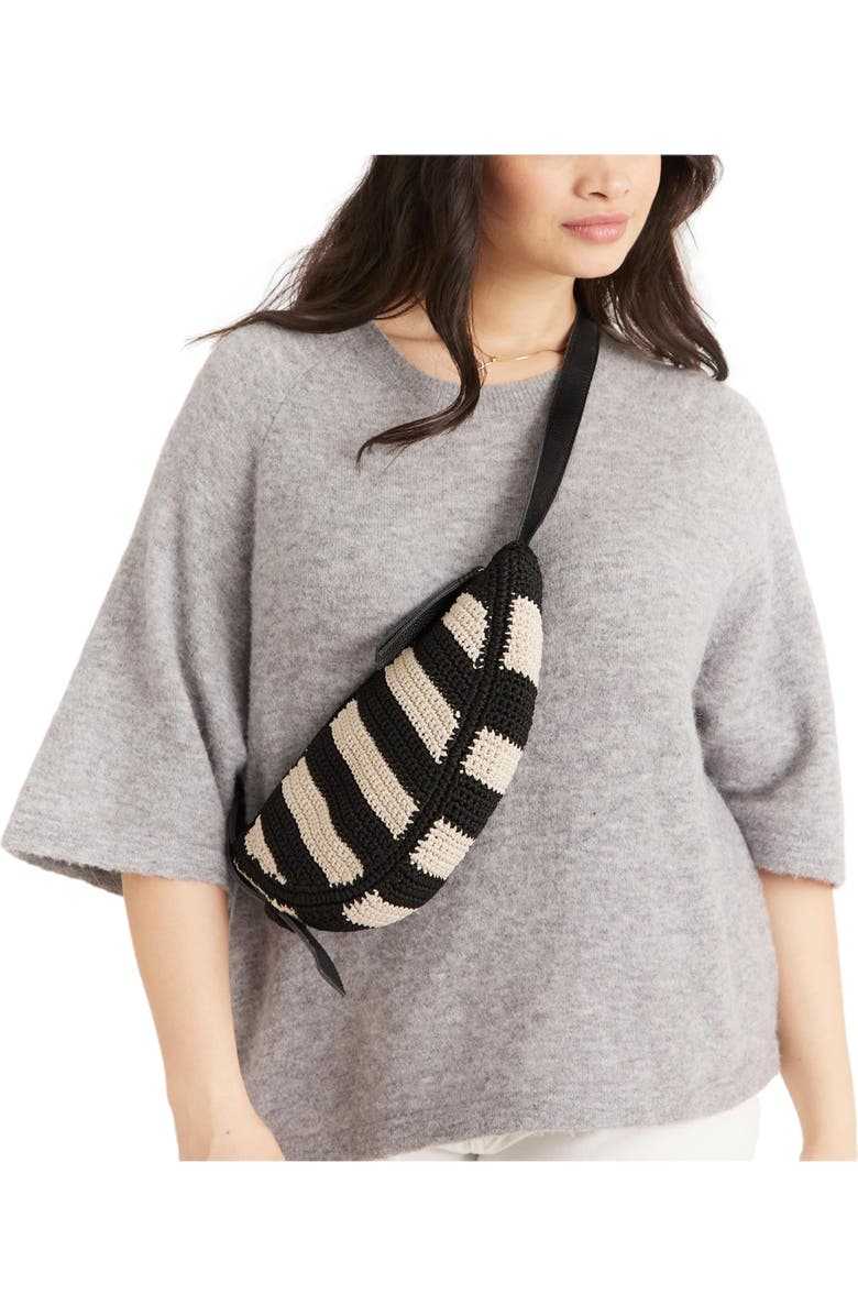 The Sak Tess Sling Crochet Bag, Alternate, color, Black Stripe
