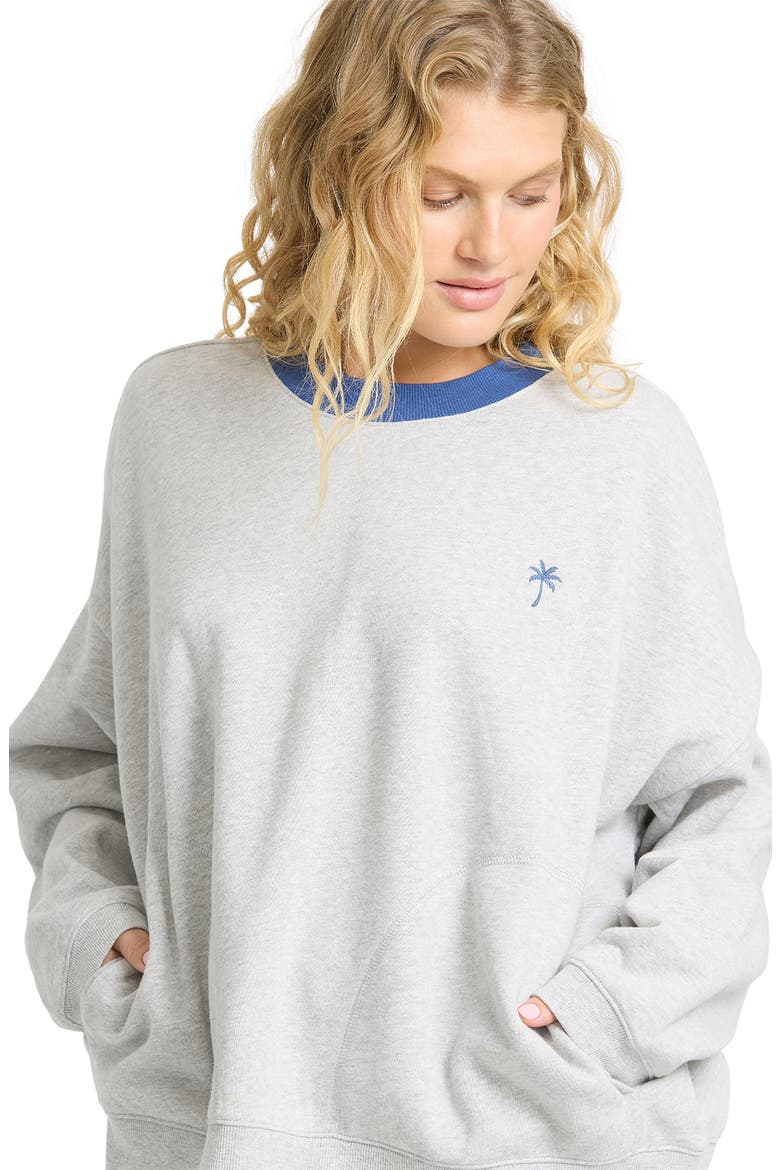 Sunset Palm Crewneck Sweatshirt, Alternate, color, HEATHER GRAY