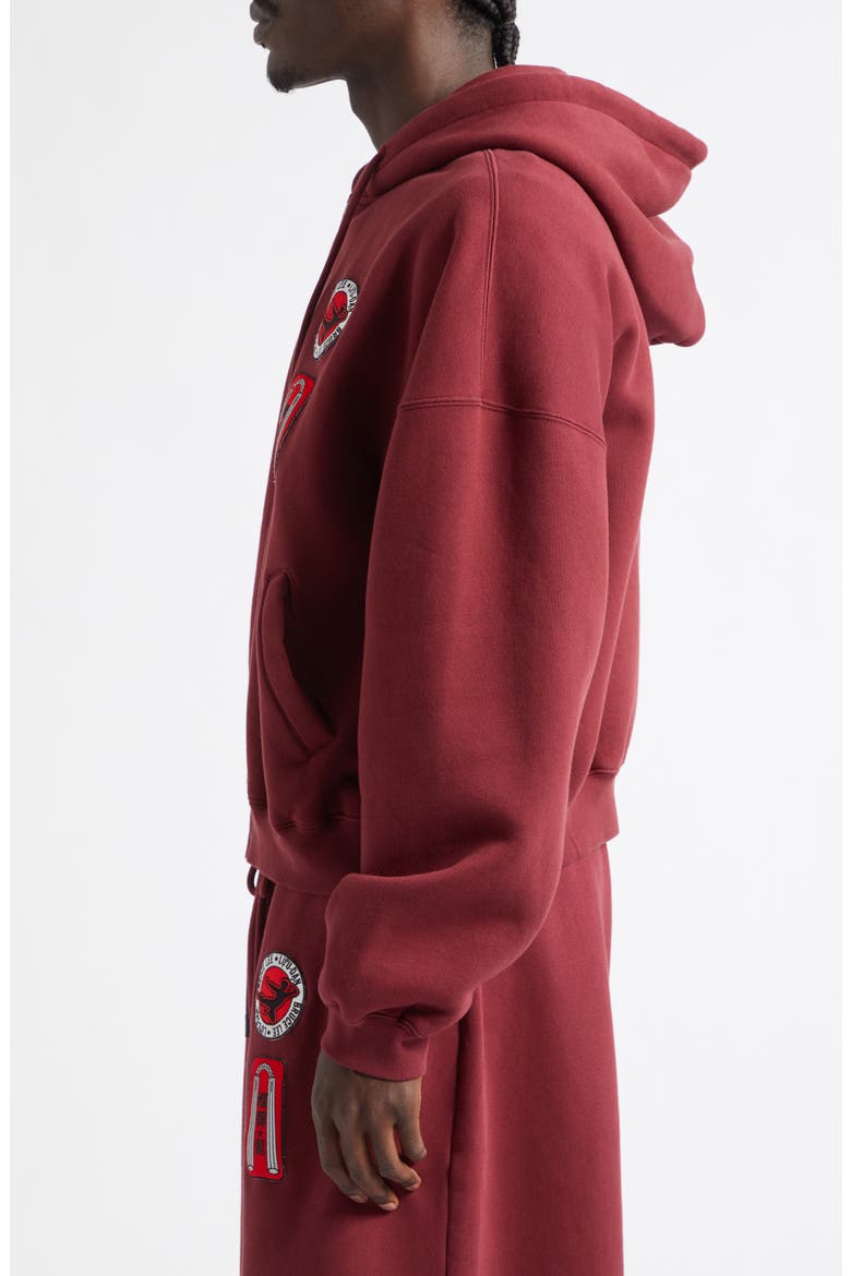 Bruce Lee Cotton Fleece Zip-Up Hoodie, Alternate, color, MERLOT
