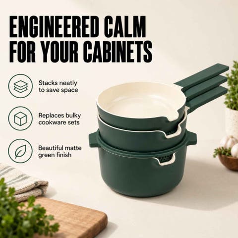 Neat 5-Piece Nesting Ceramic Nonstick Cookware Set