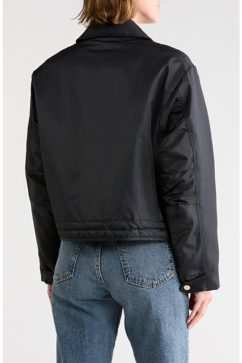 Short Barn Bomber Jacket, Alternate, color, BLACK