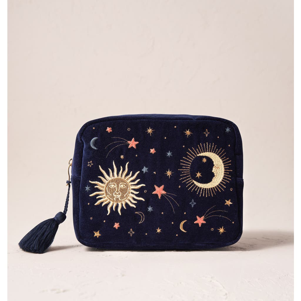 Elizabeth Scarlett Celestial Velvet Wash Bag In Multi