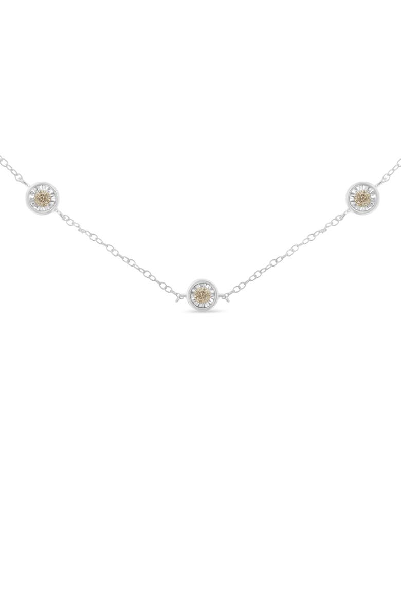 Silver Diamond Station Necklace, Alternate, color, White