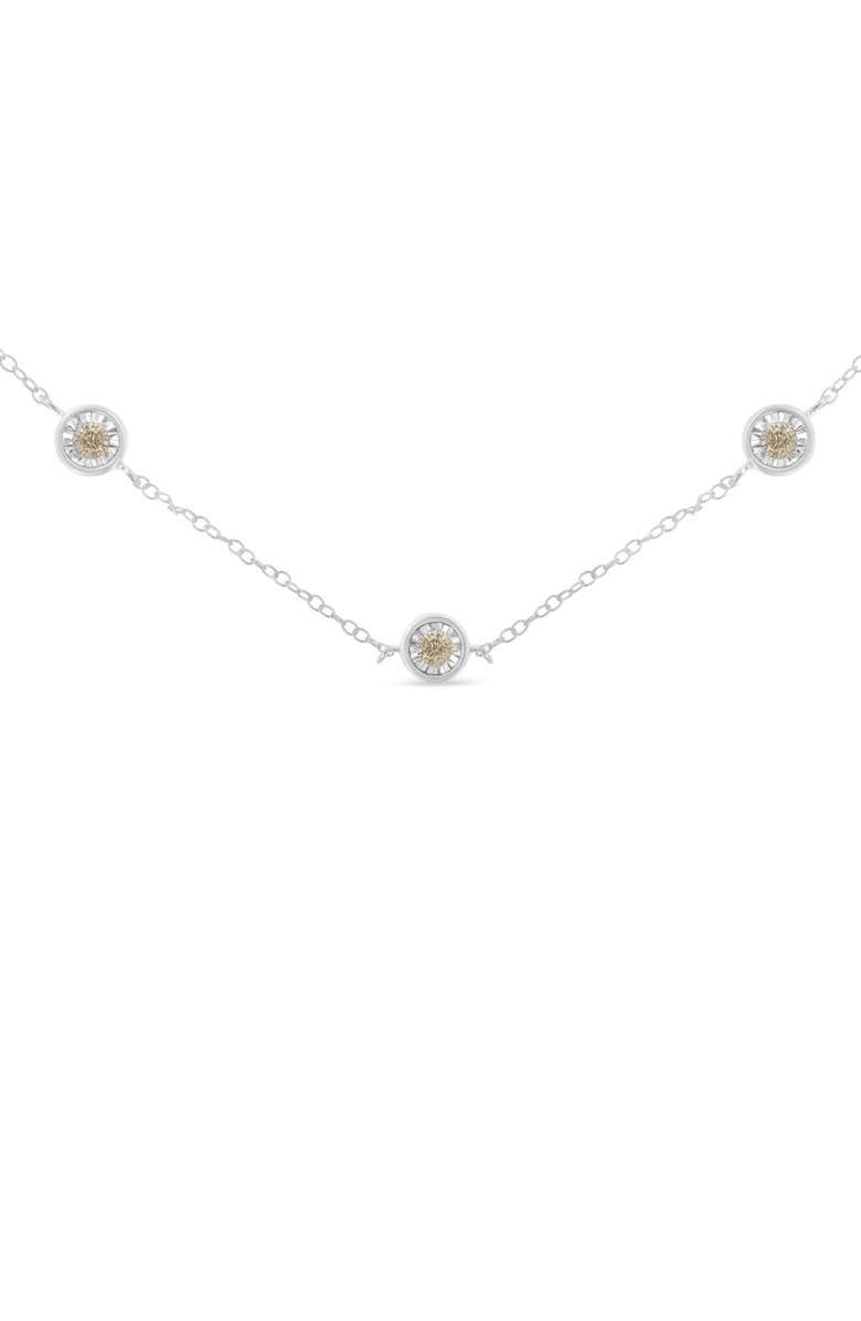 Haus of Brilliance Silver Diamond Station Necklace, Alternate, color, White