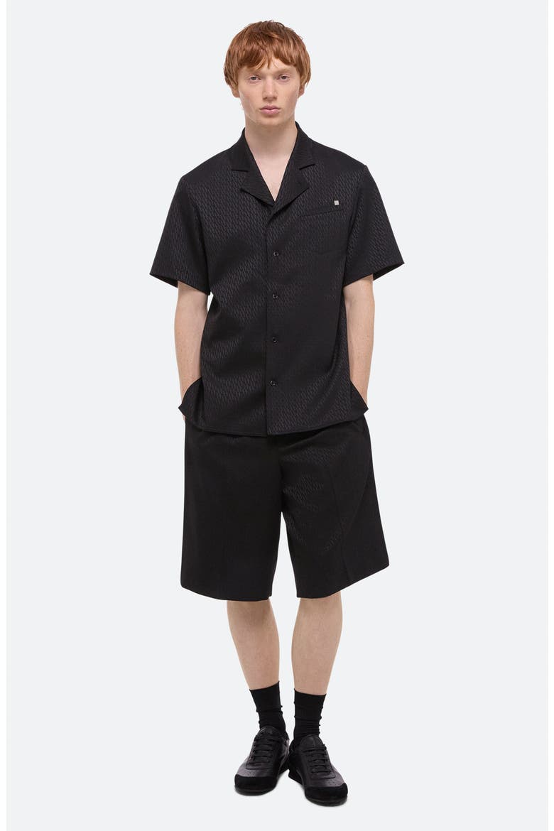 Modest Jacquard Satin Camp Shirt, Alternate, color, BLACK/ BLACK
