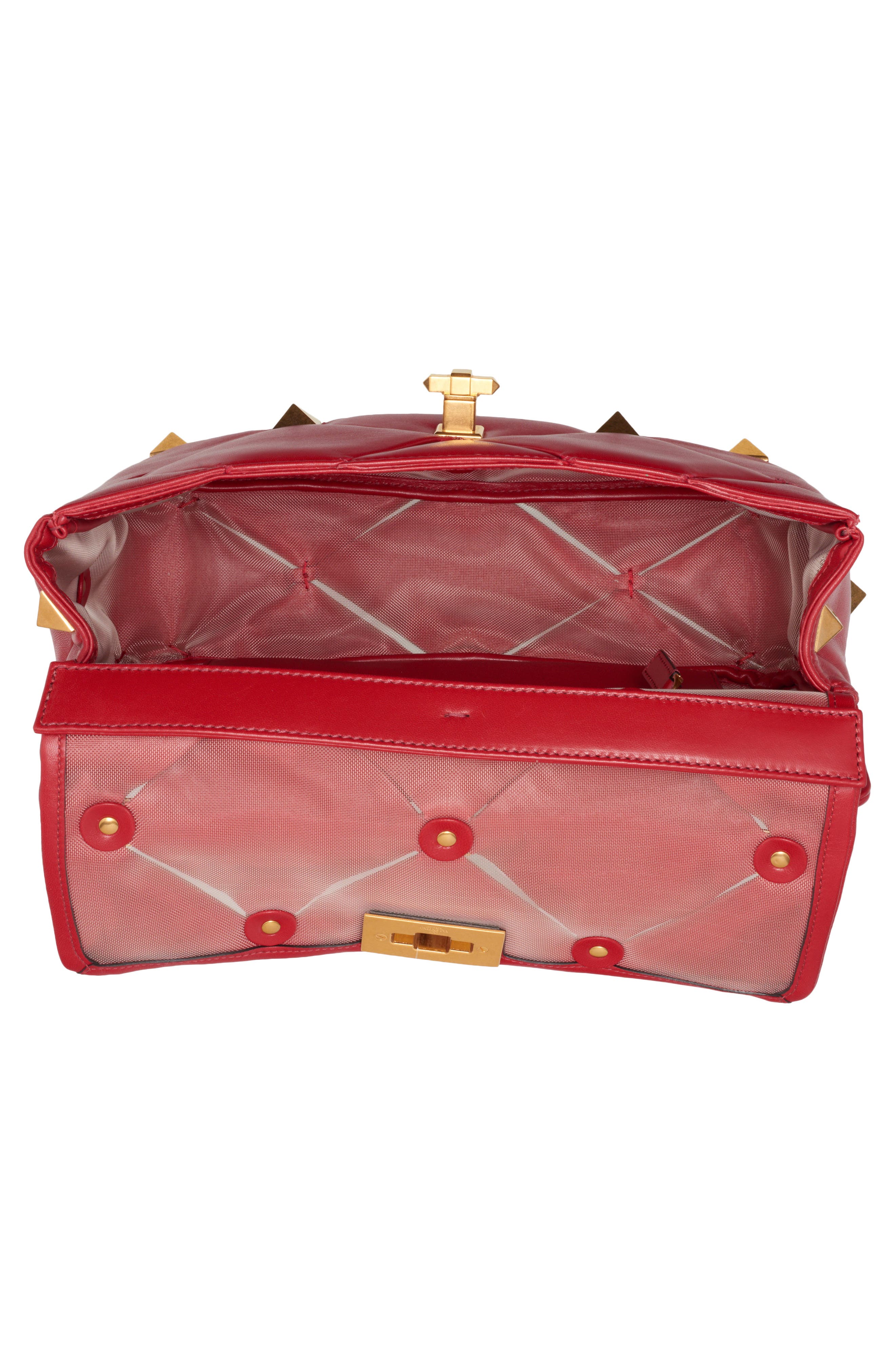 Valentino Garavani Large Roman Stud Craving Leather Top Handle Bag, Alternate, color, 