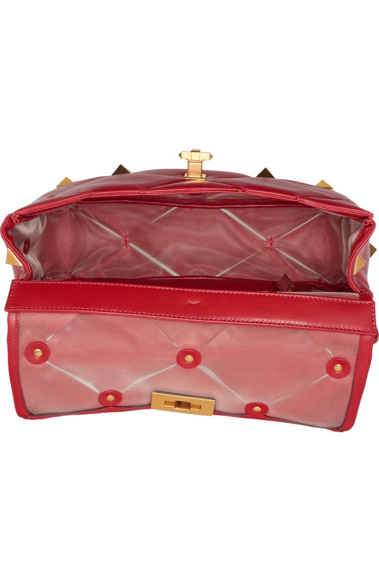 Valentino Garavani Large Roman Stud Craving Leather Top Handle Bag, Alternate, color,