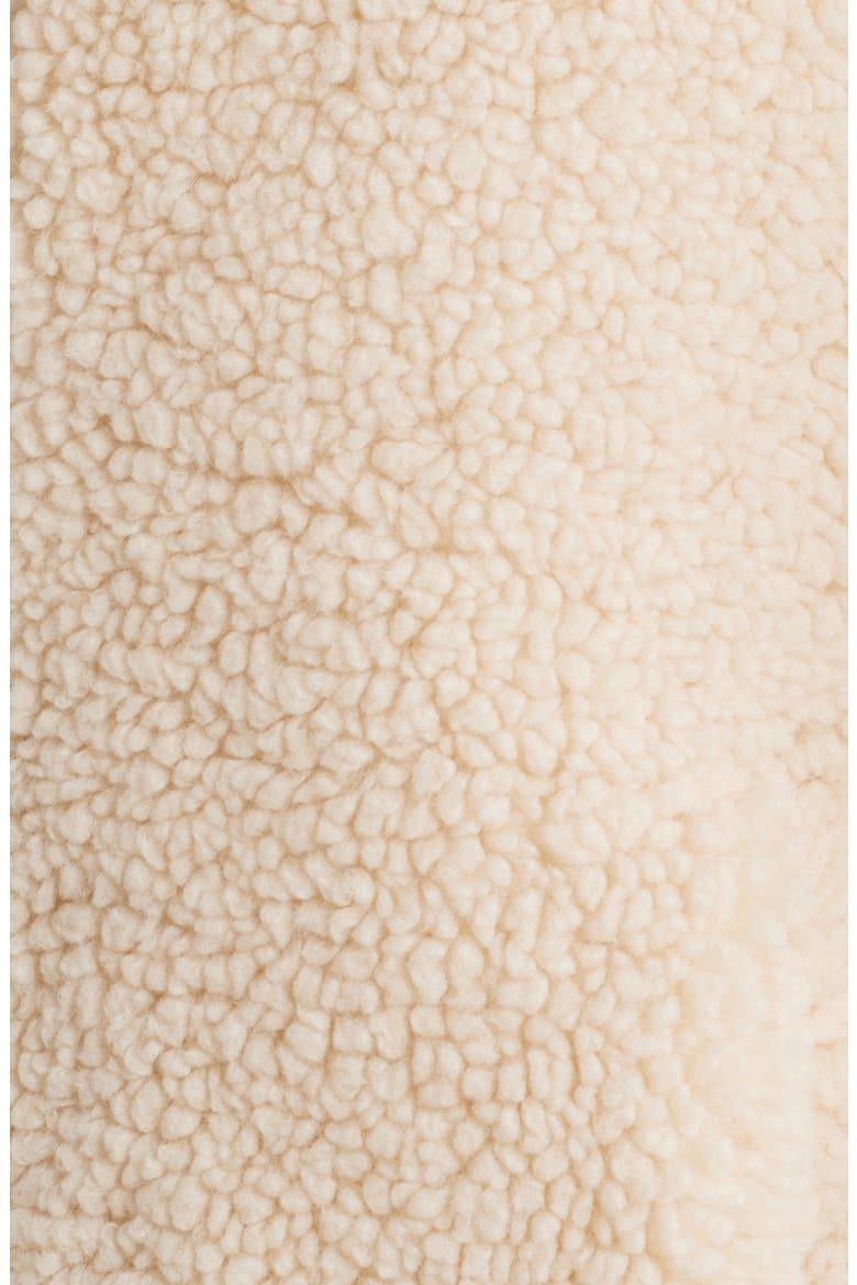 Rib Trim Faux Shearling Coat, Alternate, color, CREAM