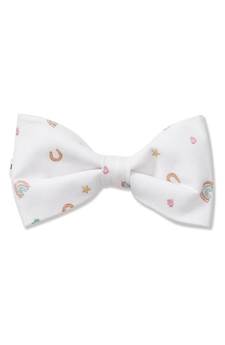 Petite Plume Good Luck Charm Dog Bow Tie, Main, color, White