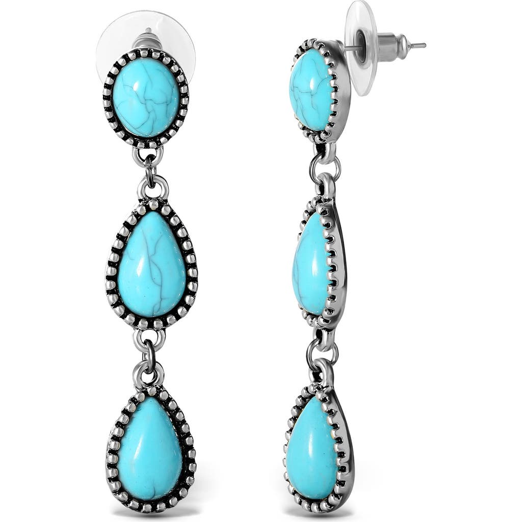 Jessica Simpson Three Stone Drop Earrings In Blue