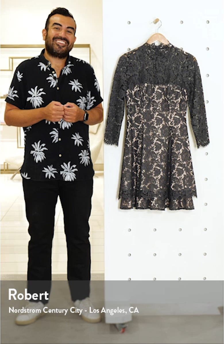 Long Sleeve Lace Fit & Flare Dress, sales video thumbnail