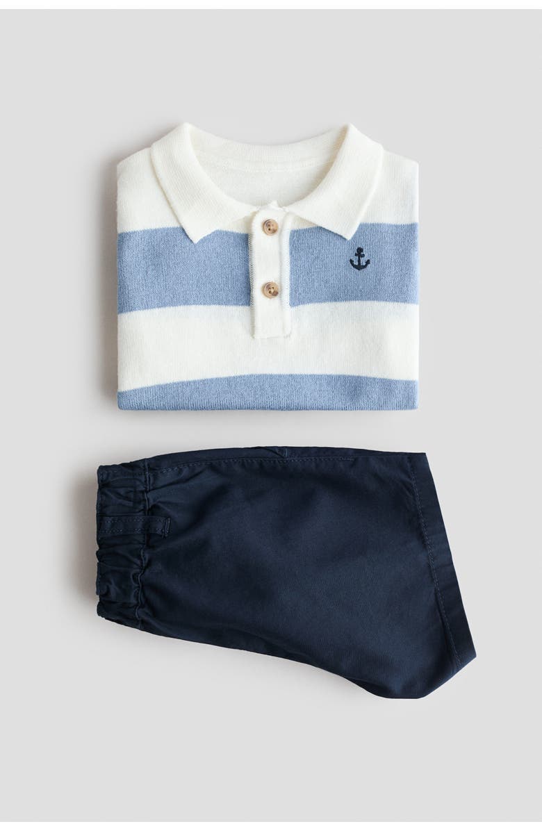 H&M 2-piece Polo Shirt And Shorts Set, Alternate, color, Blue/Anchor