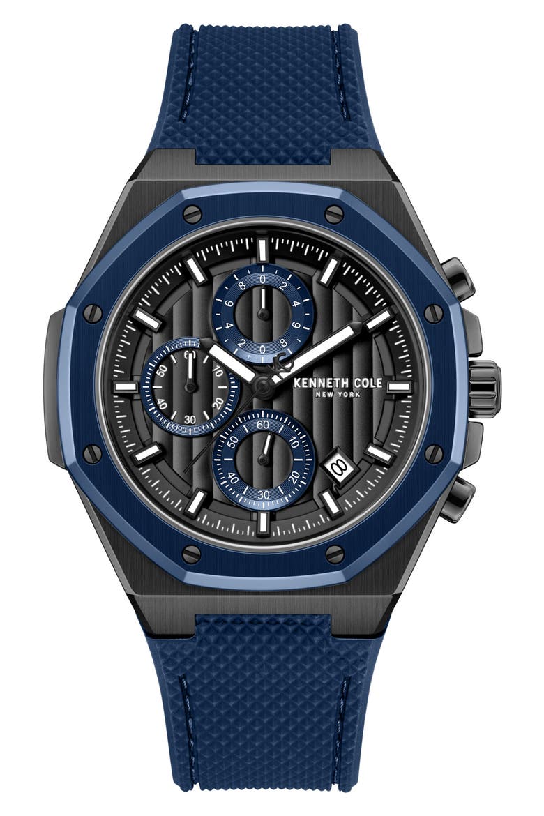 Benson Open Heart Blue Dial Automatic Bracelet Watch, 43mm, Main, color, BLUE/ SILVER