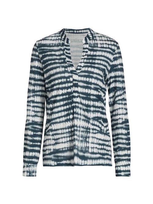 Majestic Filatures Deluxe Cotton Novelty Henley Shirt In Blue