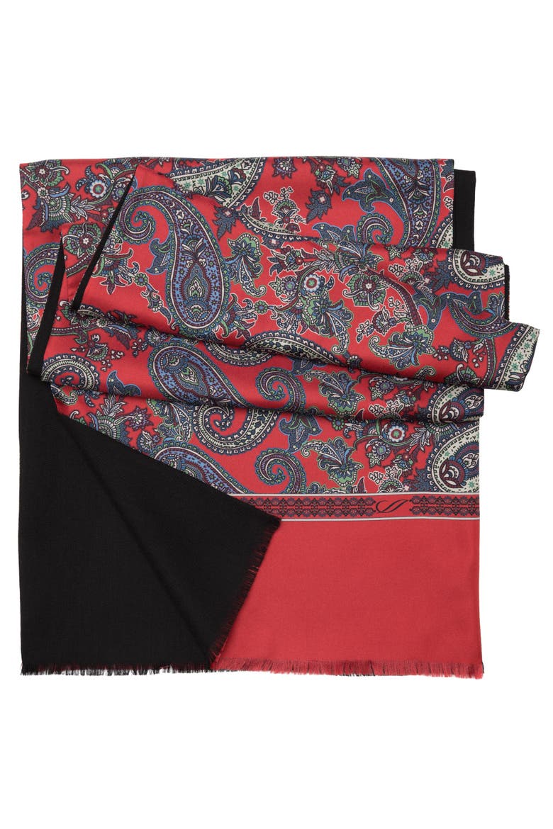 Venezia - Wool Backed Silk Scarf for Men, Main, color, Red