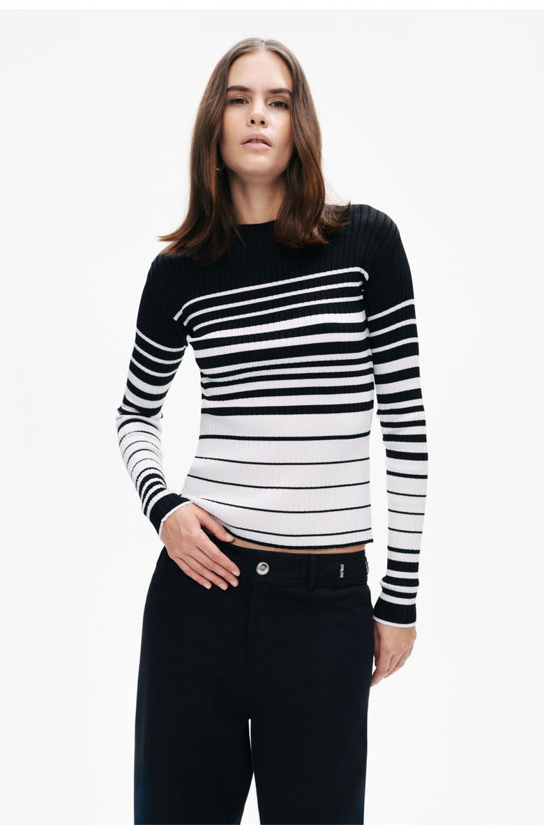 Nocturne Striped Crocheted Knitted Sweater, Main, color, 