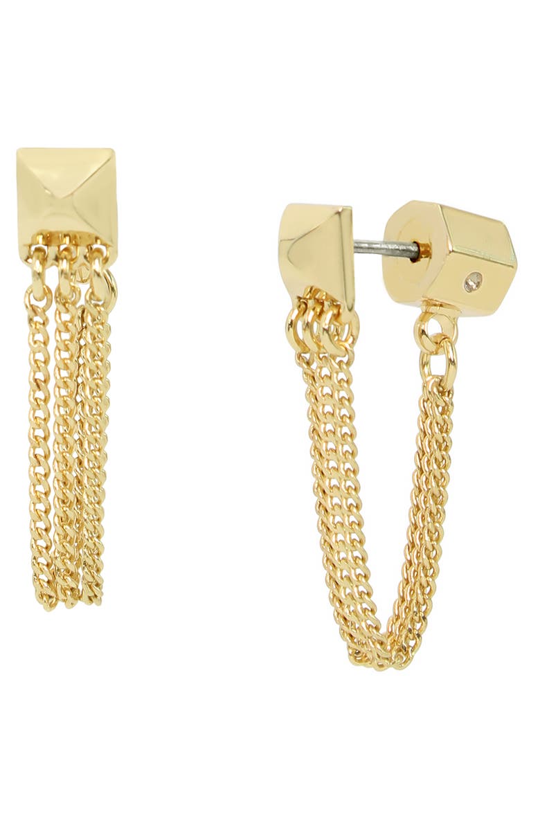 AllSaints Draped Chain Front/Back Earrings, Main, color, Gold