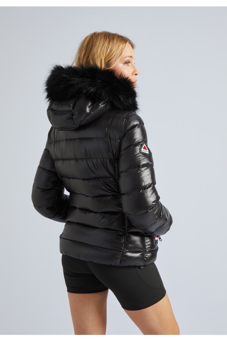 Faux Fur Hooded Puffer Jacket, Alternate, color, Black