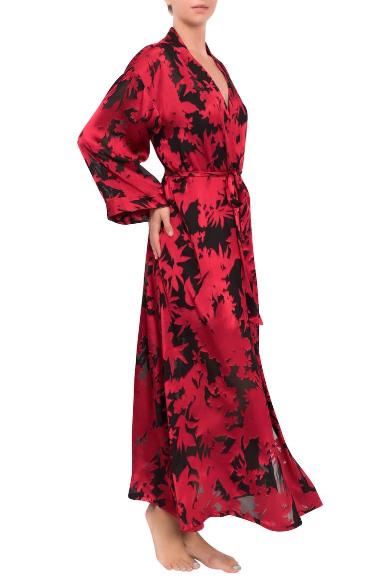 Colette Floral Print Robe, Alternate, color, RED BLACK FLORAL