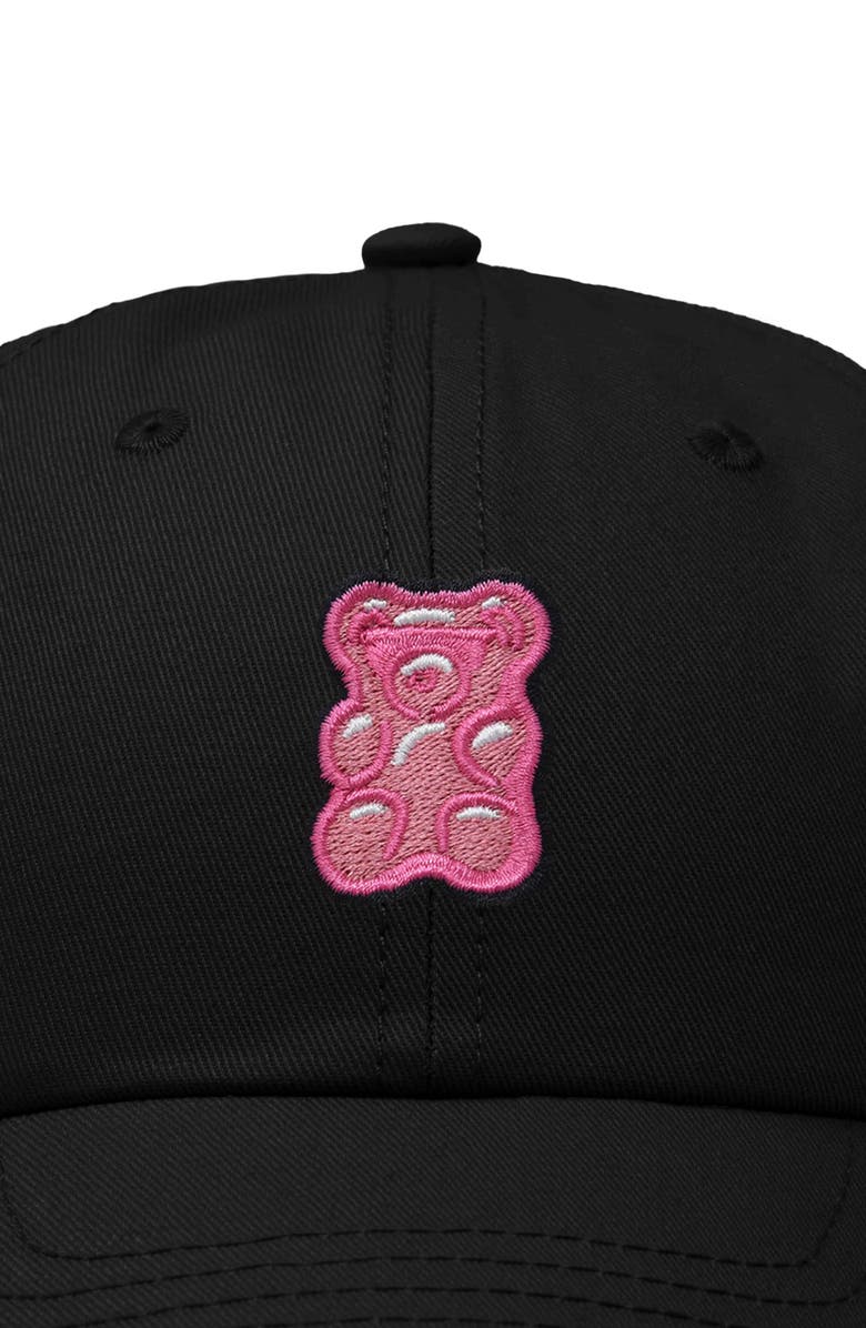 Dalix Pink Gummy Embroidered Casual Cap, Alternate, color, Black