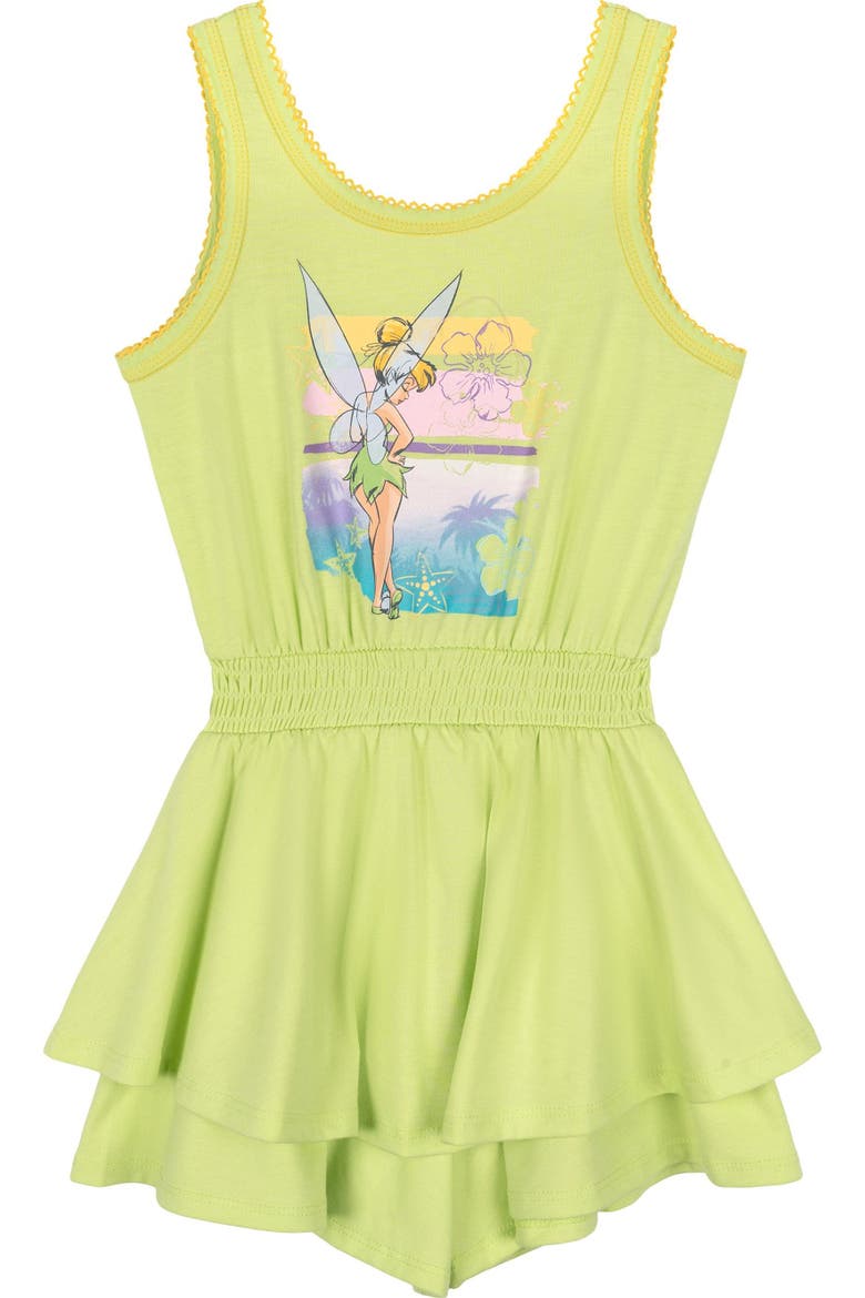 Peter Pan Tinker Bell Sleeveless One-Piece Romper, Main, color, Mint Tinker Bell Green