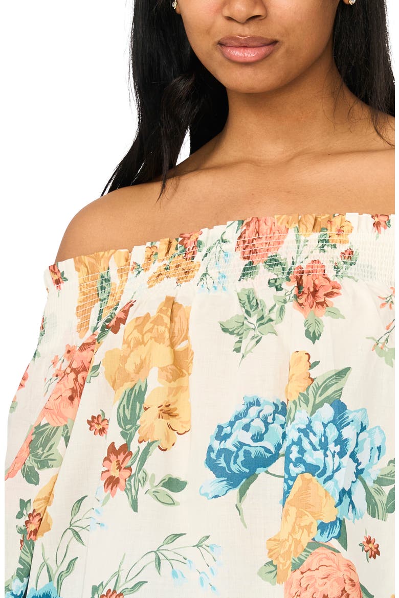 Off the Shoulder Smocked Cotton Top, Alternate, color, FRENCH PEACH