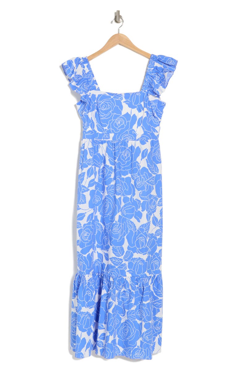 London Times Floral Ruffle Strap Maxi Dress, Alternate, color, 