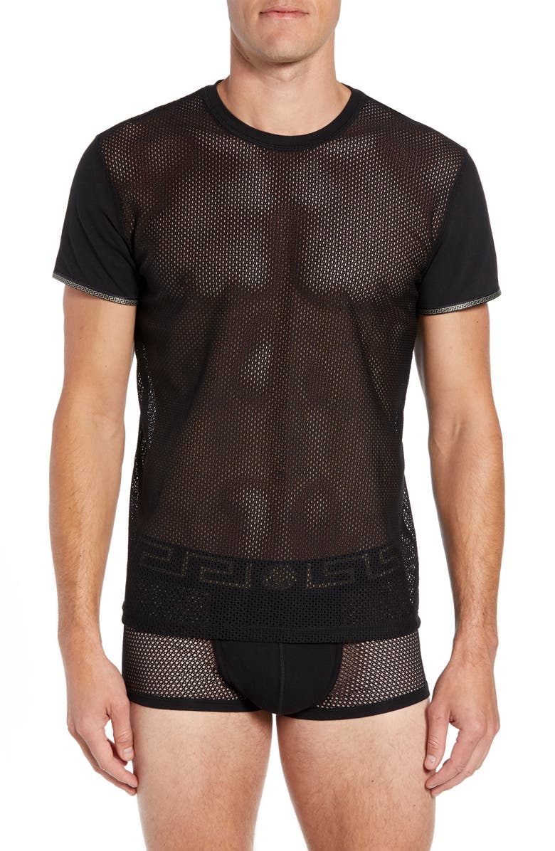 Versace Girocollo Mesh T-Shirt, Main, color, 