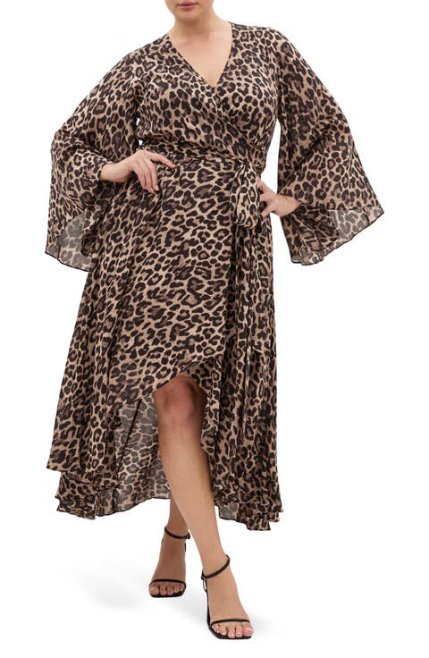 Eva Long Sleeve Wrap Maxi Dress (Plus)