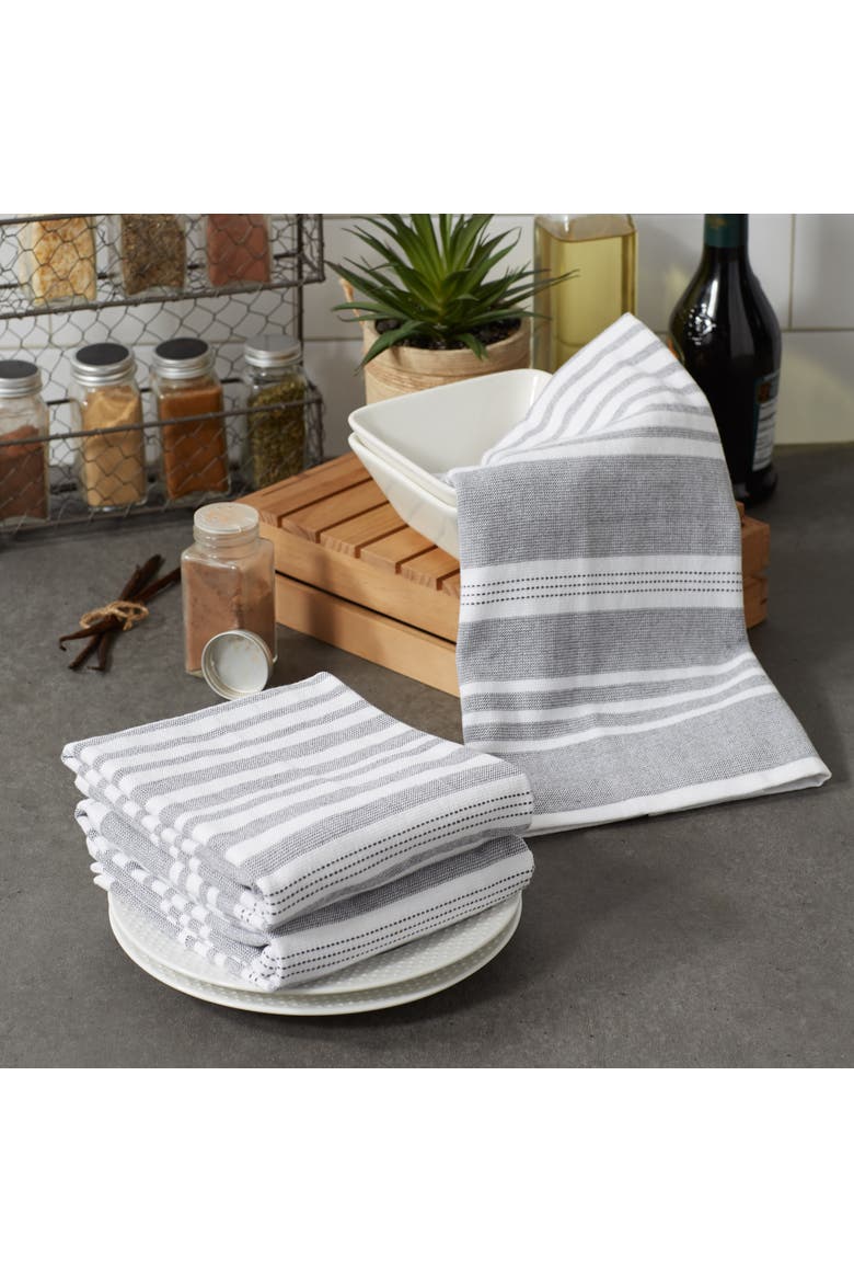 Mineral French Terry Stripe Dishtowel Set/3, Alternate, color, Mineral