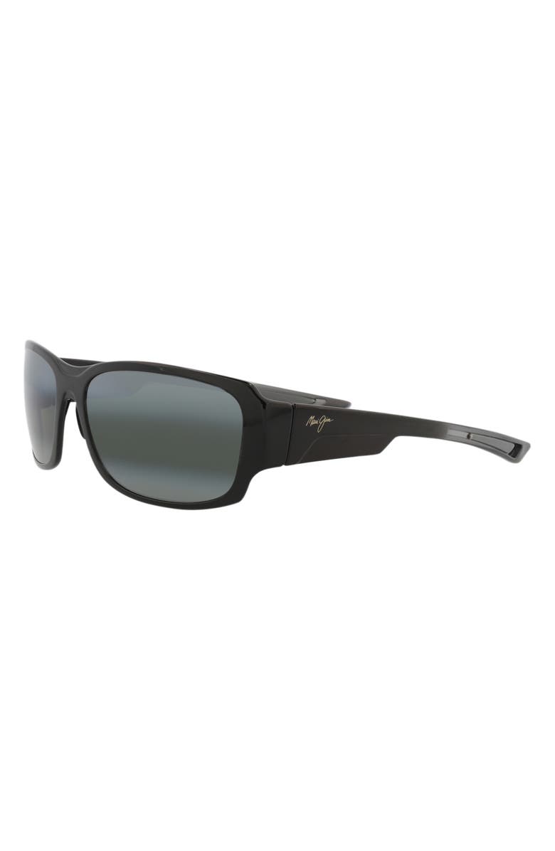 Maui Jim 60mm Rectangular Sunglasses, Alternate, color, Black Black Grey