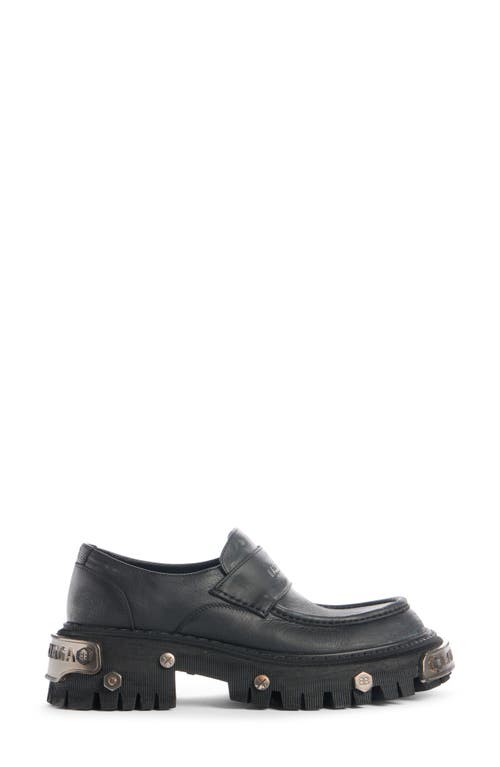 Shop Balenciaga Tractor Lug Sole Loafer In Black/silver