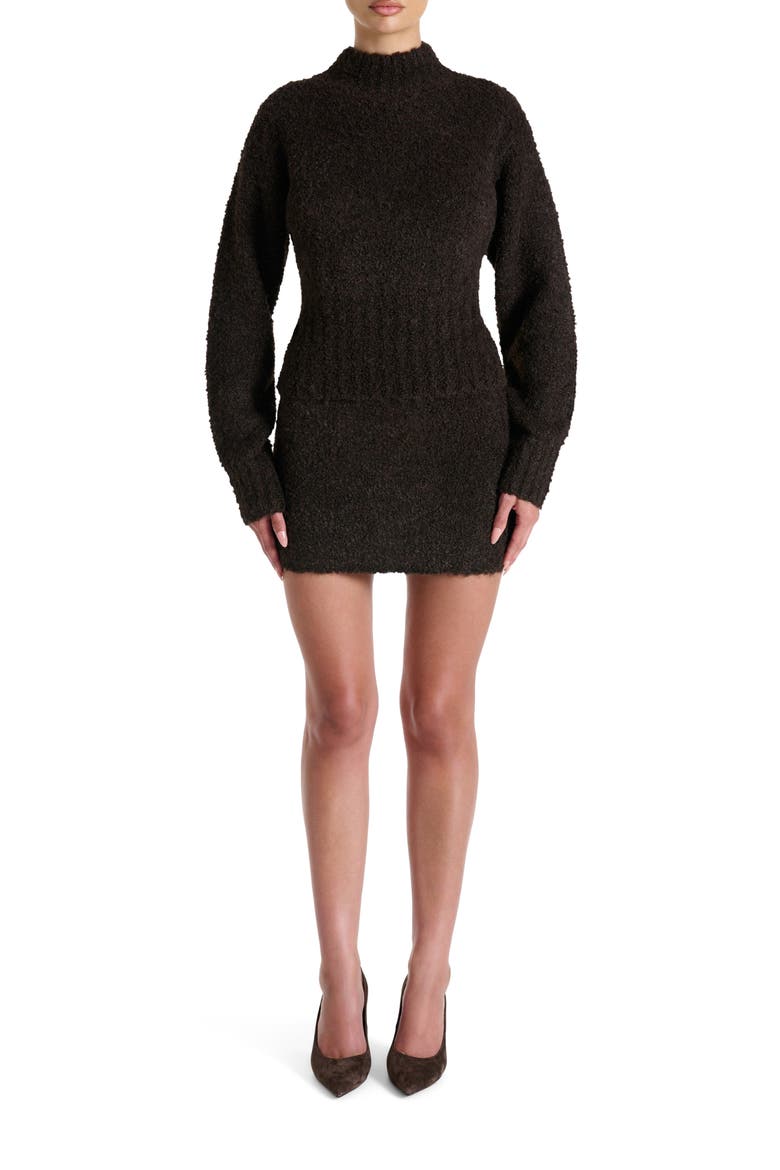 Bouclé Knit Miniskirt, Alternate, color, DARK CHOCOLATE