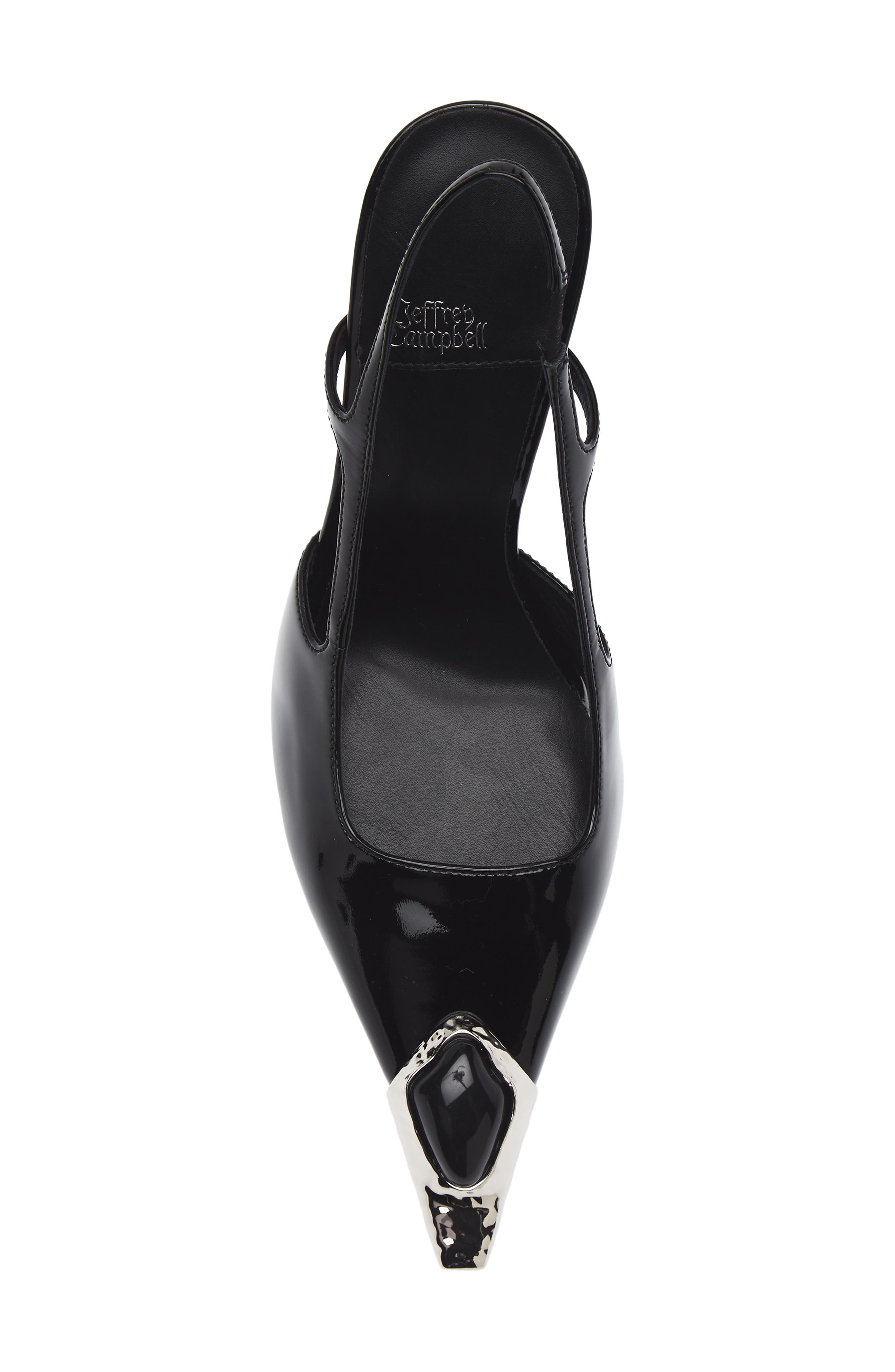 Jeffrey Campbell Sorcerer Pointed Toe Slingback Pump, Alternate, color, Black Patent Silver Black