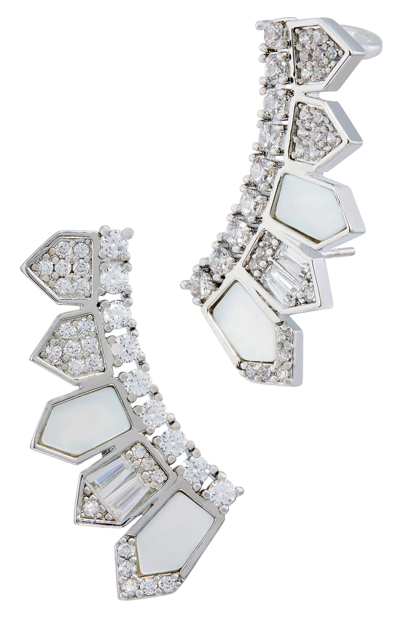 Mother of Pearl & Cubic Zirconia Crawler Earrings