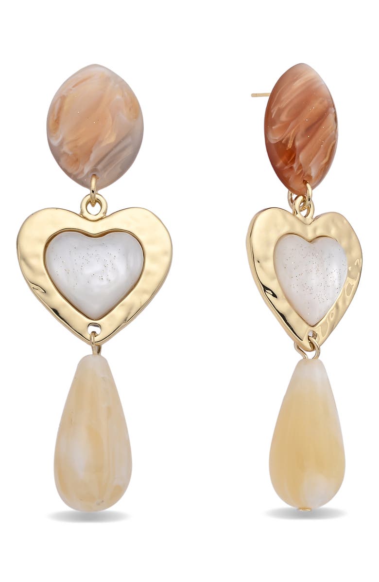 EYE CANDY LOS ANGELES Zenaida Heart Statement Drop Earrings, Main, color, Gold