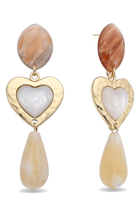 Zenaida Heart Statement Drop Earrings