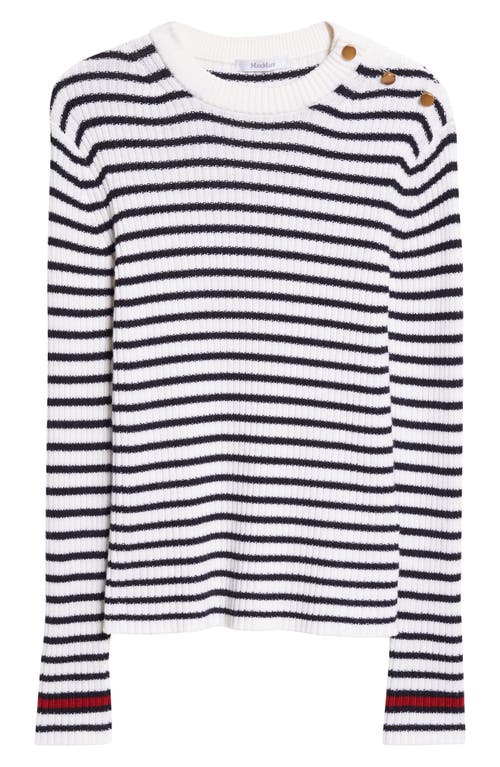 Max Mara Lari Striped Rib Wool Sweater In White
