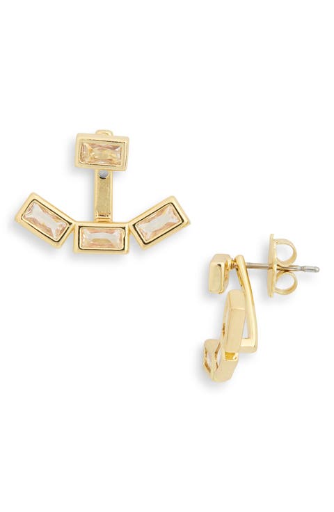 CZ Baguette Jacket Earrings