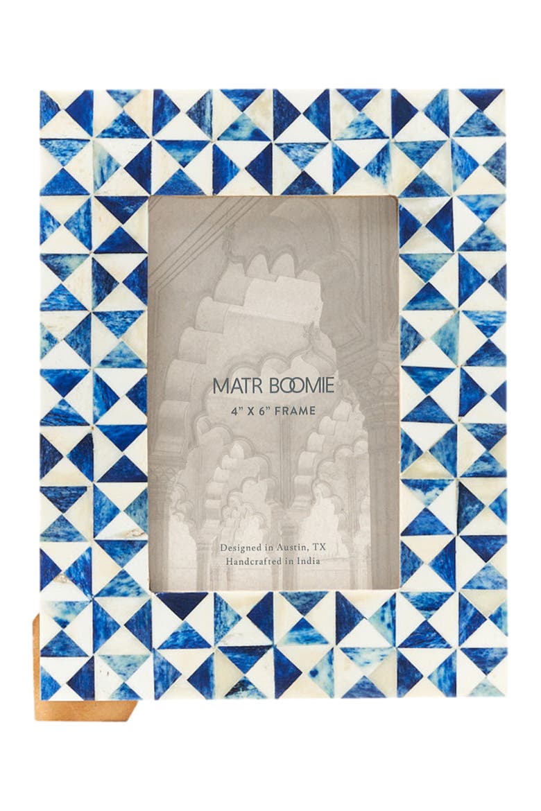 Varuna Cobalt Picture Frame - Fair Trade Carved Bone, Alternate, color, Blue